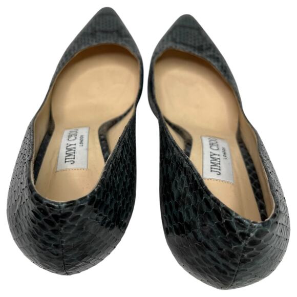 Jimmy Choo Heels Womens 37.5 7.5 US Green Black Snake Python Abel Pump Stiletto - Picture 7 of 13
